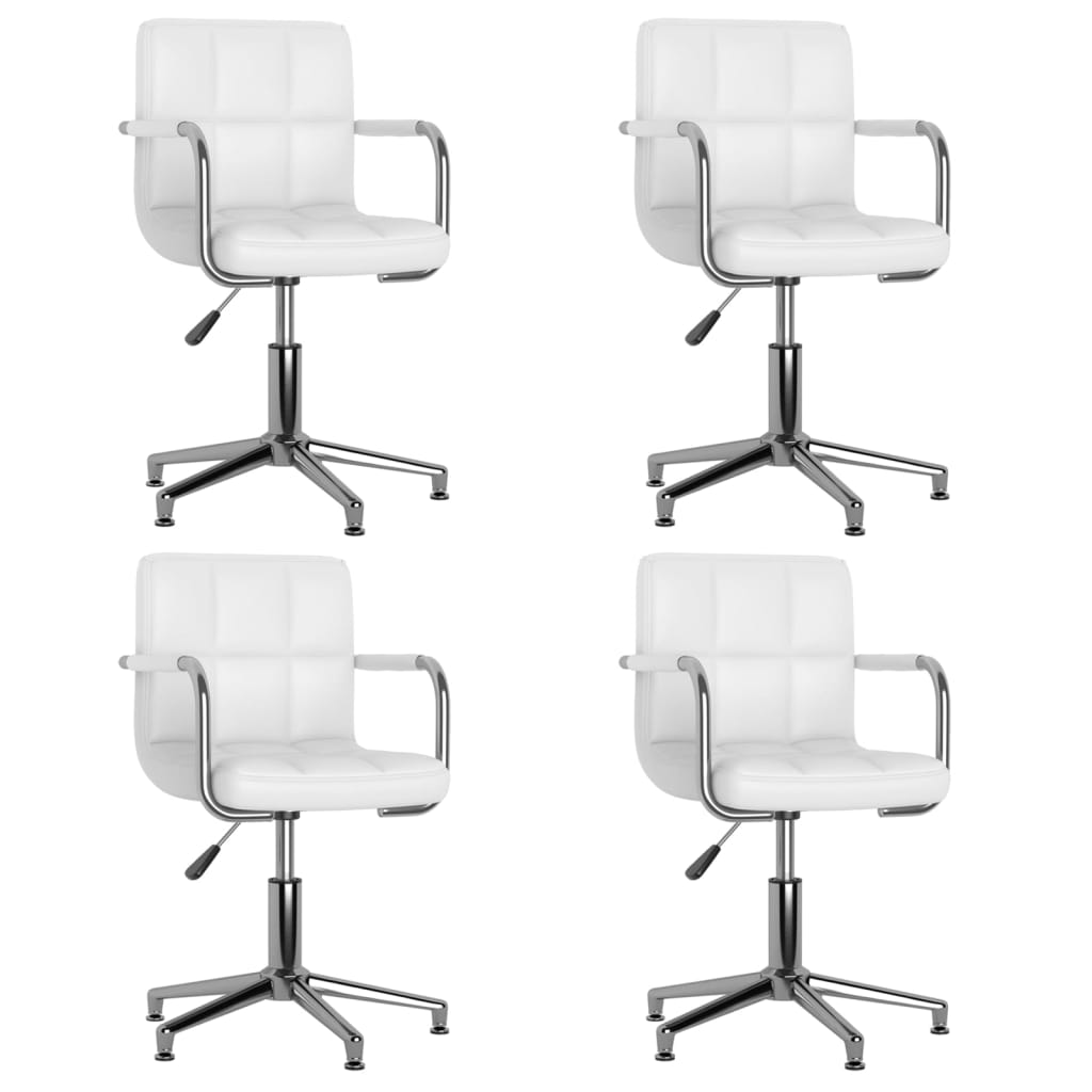 vidaXL Cadeiras de jantar giratórias 4 pcs couro artificial branco