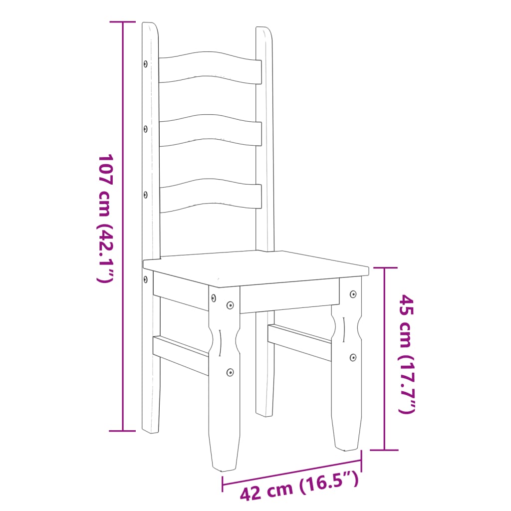 vidaXL Cadeiras de jantar 2 pcs Corona 42x47x107 cm pinho maciço