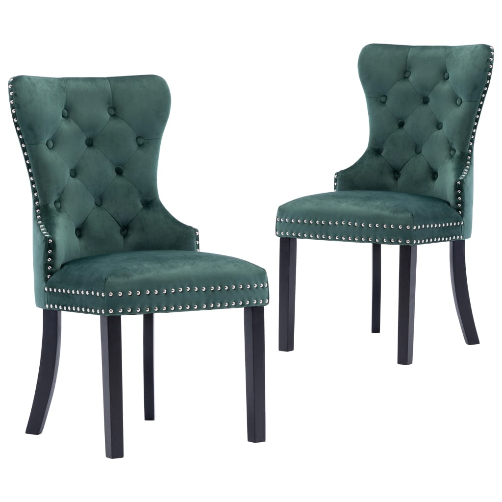 vidaXL Cadeiras de jantar 2 pcs veludo verde-escuro