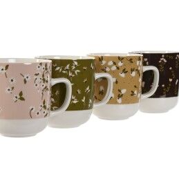 DKD Home Decor|Caneca DKD Home Decor Castanho Verde Cor de Rosa Mostarda Porcelana 380 ml (4 Unidades)