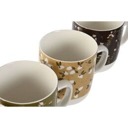 DKD Home Decor|Caneca DKD Home Decor Castanho Verde Cor de Rosa Mostarda Porcelana 380 ml (4 Unidades)