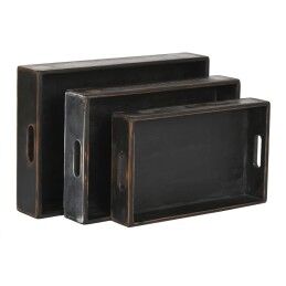 Home ESPRIT|Jogo de Bandejas Home ESPRIT Preto Madeira de abeto 56 x 38 x 10 cm (3 Peças)
