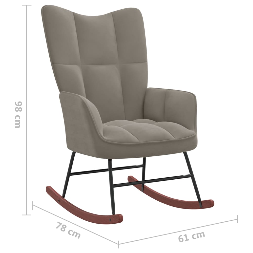 vidaXL Cadeira de baloiço veludo cinzento-claro