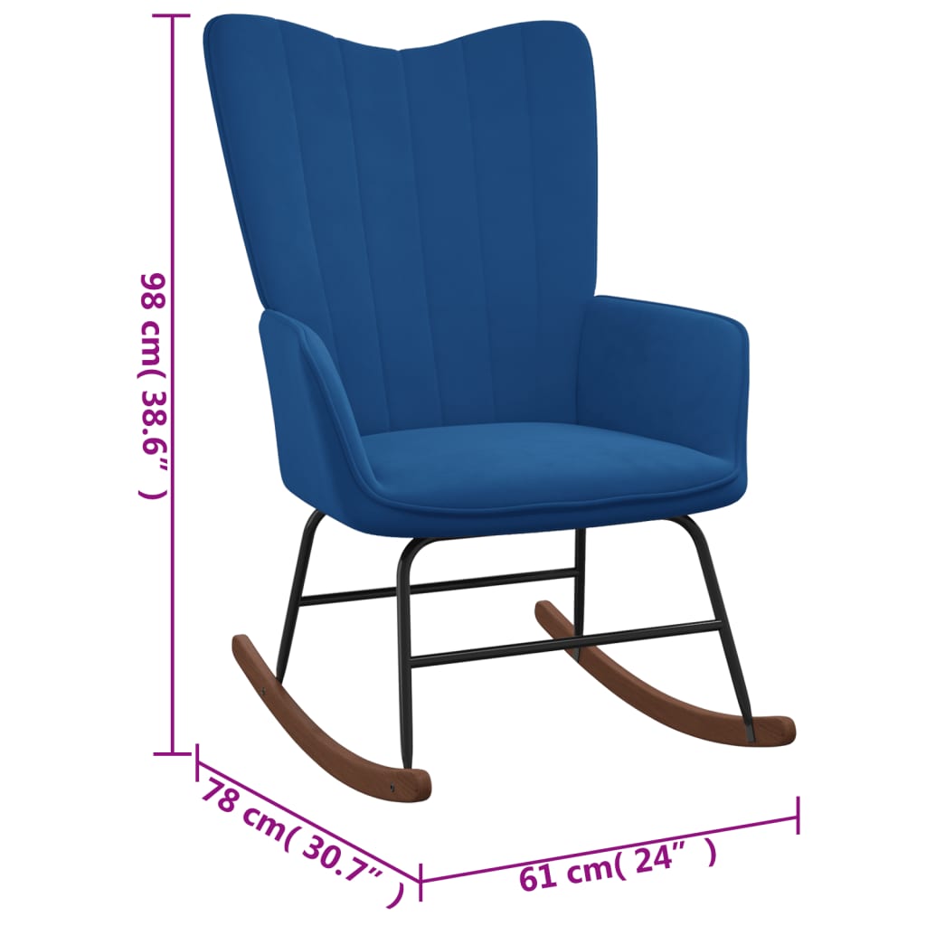 vidaXL Cadeira de baloiço veludo azul