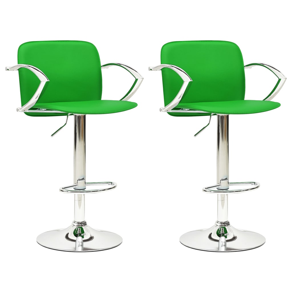 vidaXL Bancos de bar 2 pcs couro artificial verde