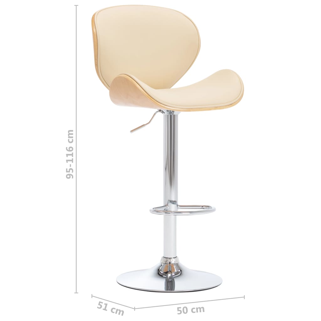 vidaXL Banco de bar couro artificial creme