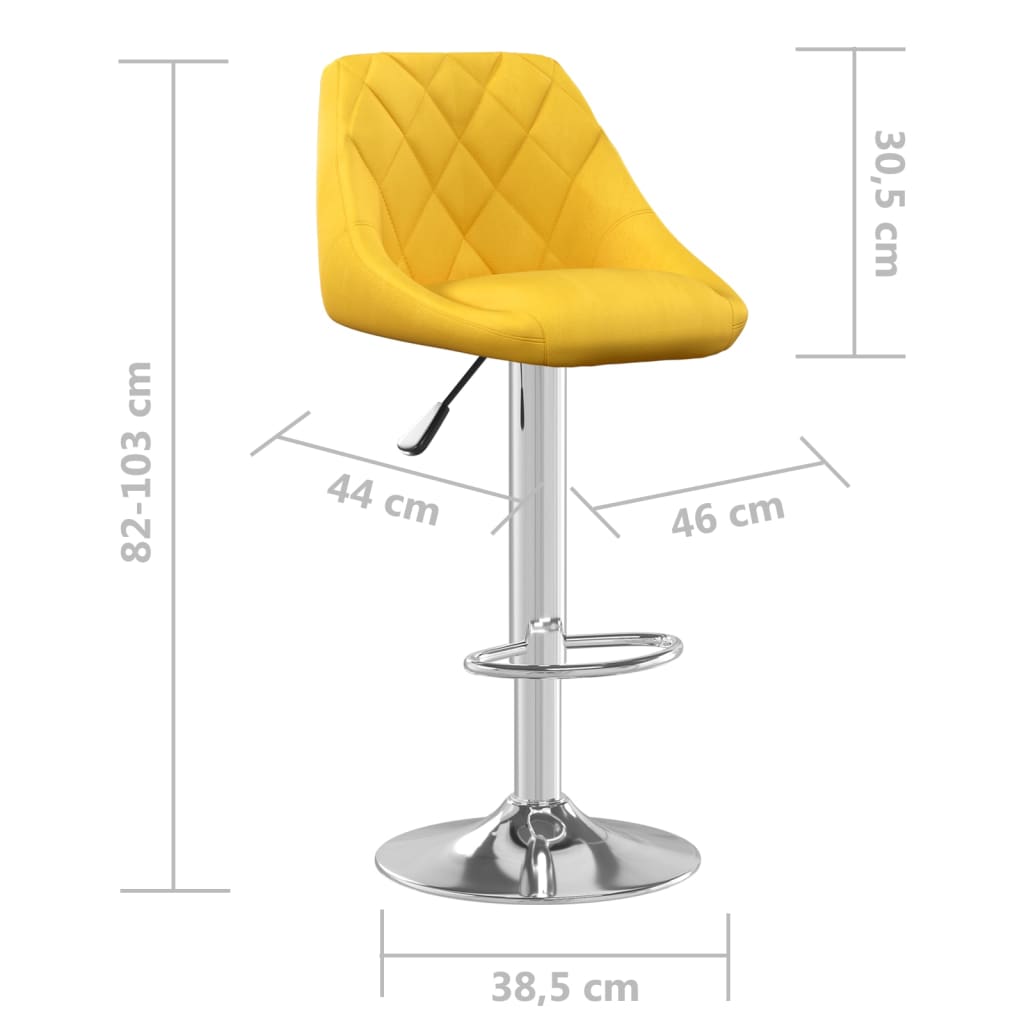 vidaXL Bancos de bar 2 pcs veludo amarelo mostarda