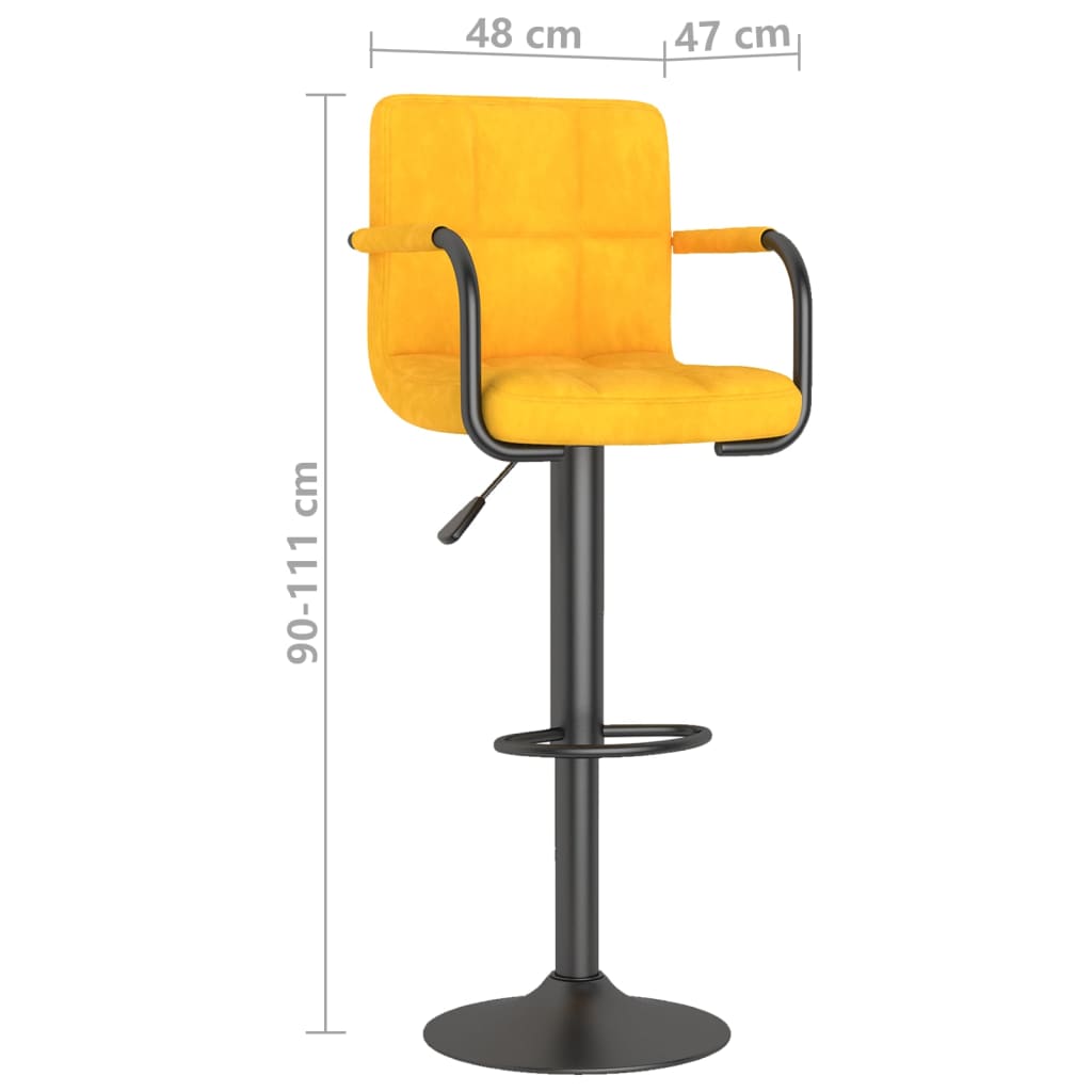 vidaXL Bancos de bar 2 pcs veludo amarelo mostarda