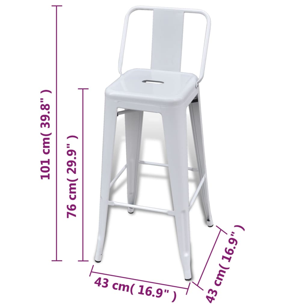 vidaXL Bancos de bar 2 pcs aço branco