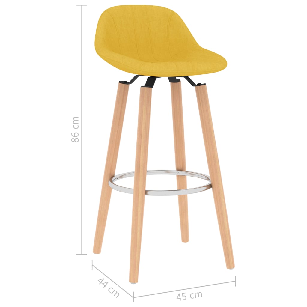 vidaXL Bancos de bar 2 pcs tecido amarelo mostarda