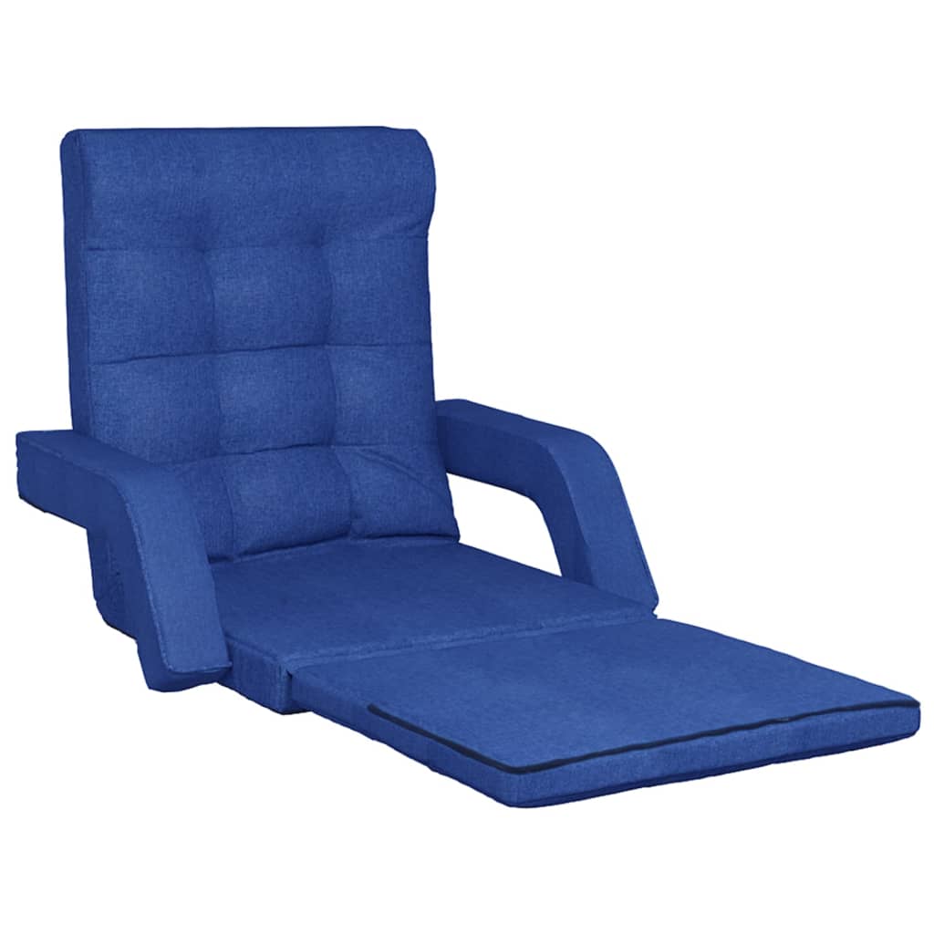 vidaXL Cadeira de chão dobrável c/ função de cama tecido azul