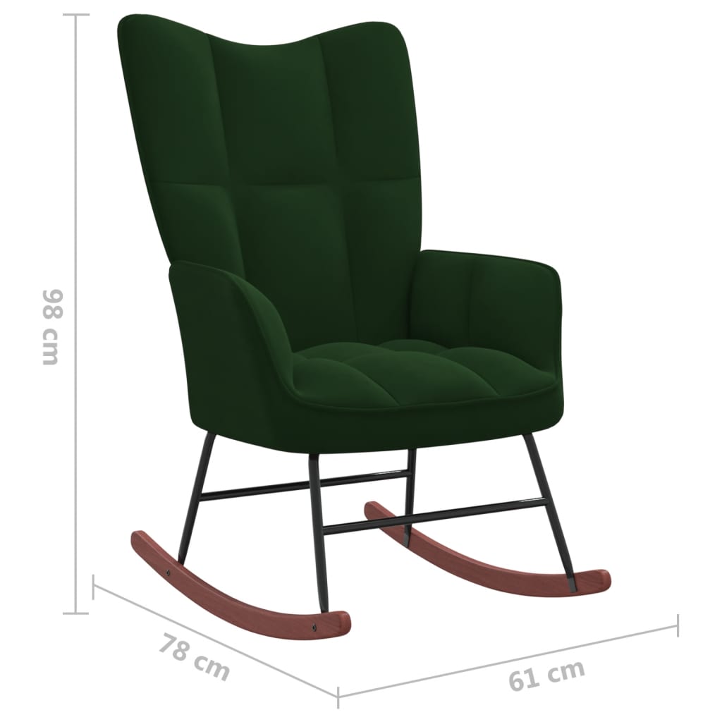 vidaXL Cadeira de baloiço veludo verde-escuro