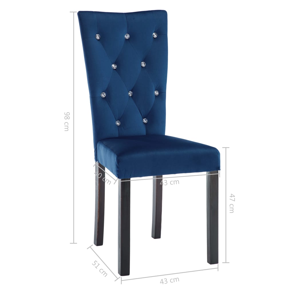 vidaXL Cadeiras de jantar 2 pcs veludo azul-escuro