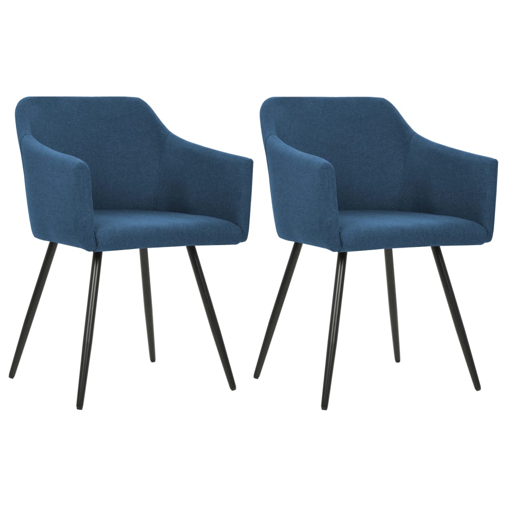 vidaXL Cadeiras de jantar 2 pcs tecido azul