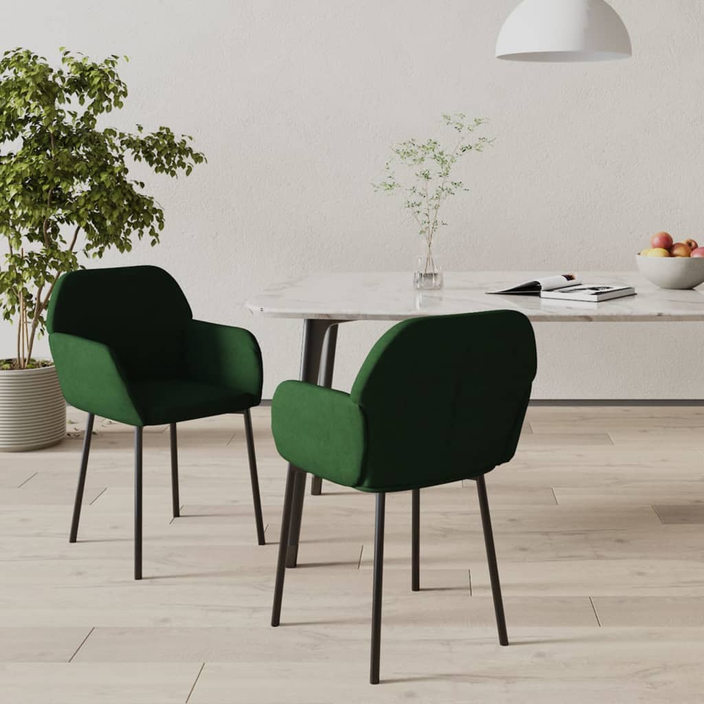 vidaXL Cadeiras de jantar 2 pcs veludo verde-escuro