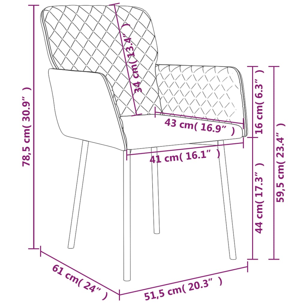 vidaXL Cadeiras de jantar 2 pcs veludo cor creme