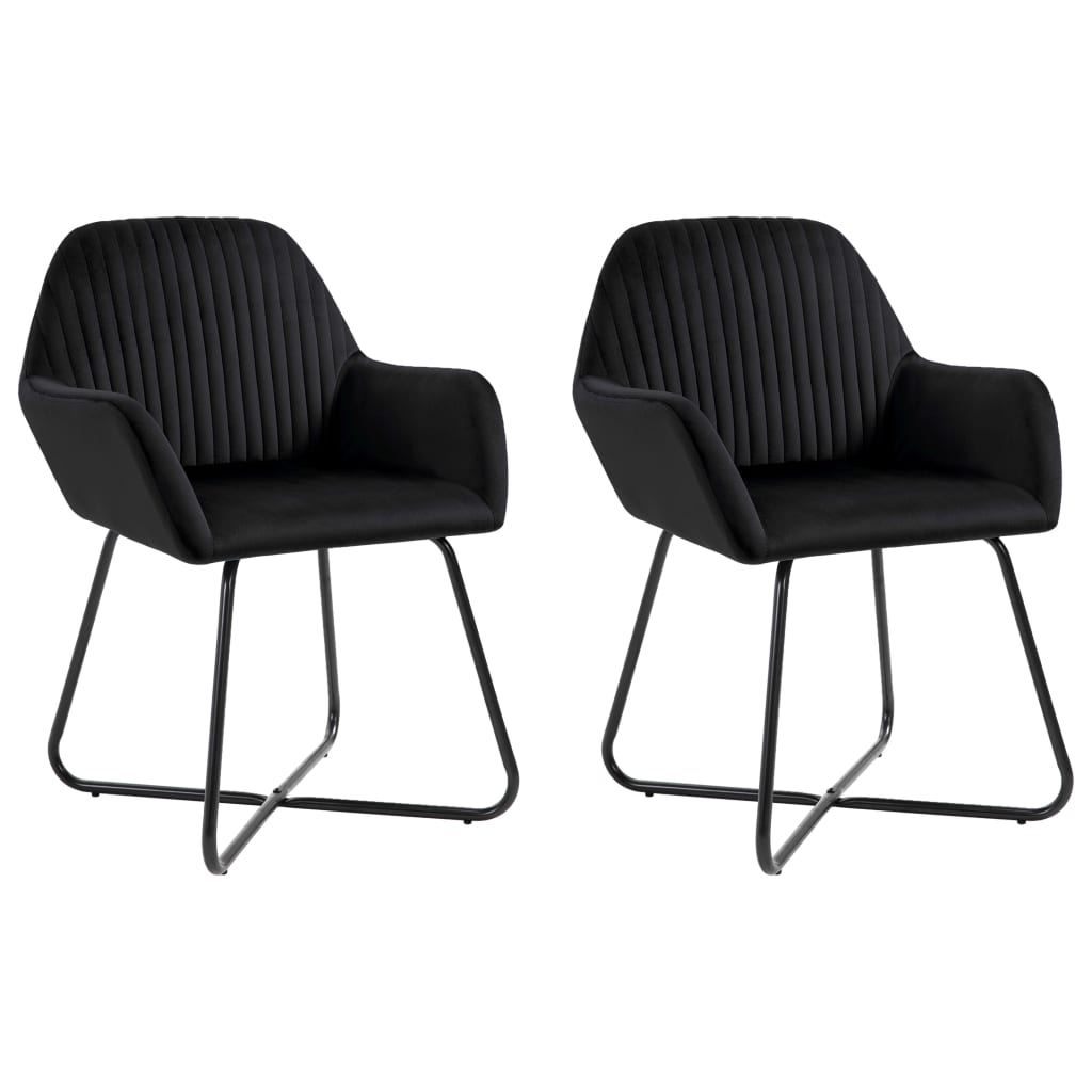 vidaXL Cadeiras de jantar 2 pcs veludo preto