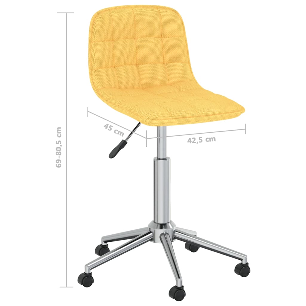 vidaXL Cadeiras de jantar giratórias 2 pcs tecido amarelo