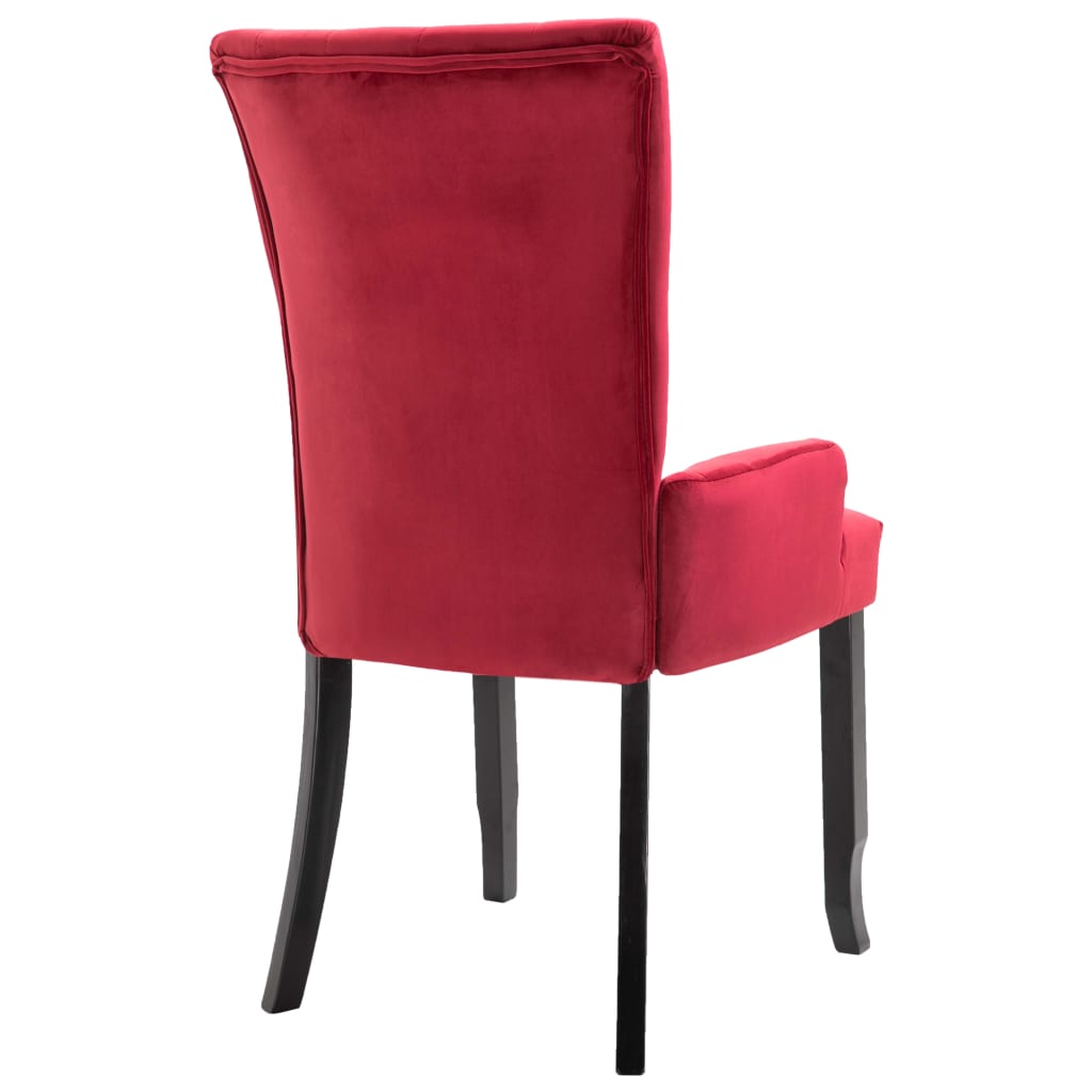 vidaXL Cadeira de jantar com apoio de braços 2 pcs veludo vermelho