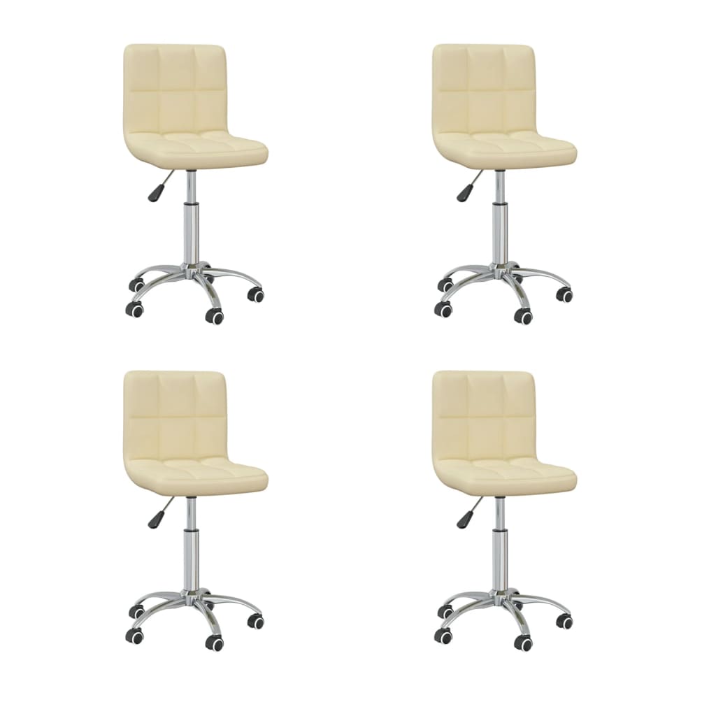 vidaXL Cadeiras de jantar giratórias 4 pcs couro art. creme