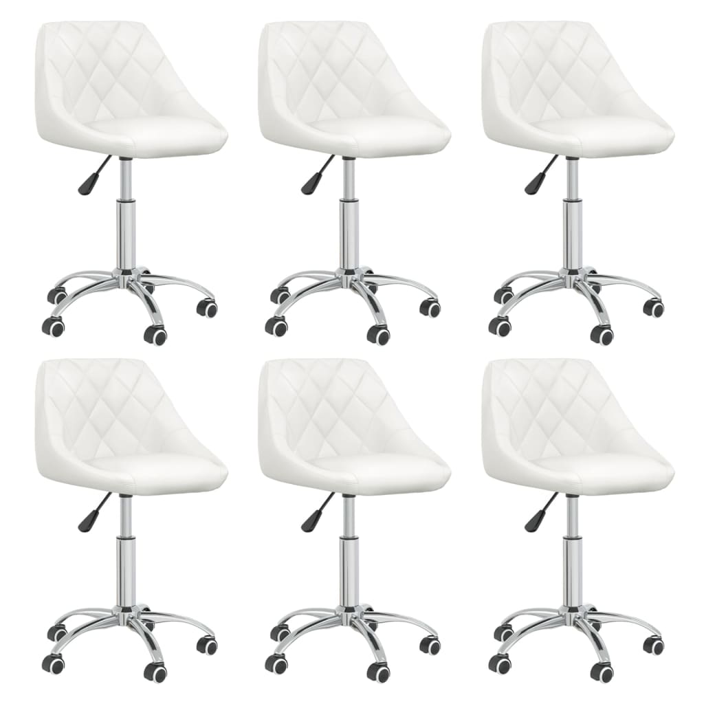 vidaXL Cadeiras de jantar giratórias 6 pcs couro artificial branco