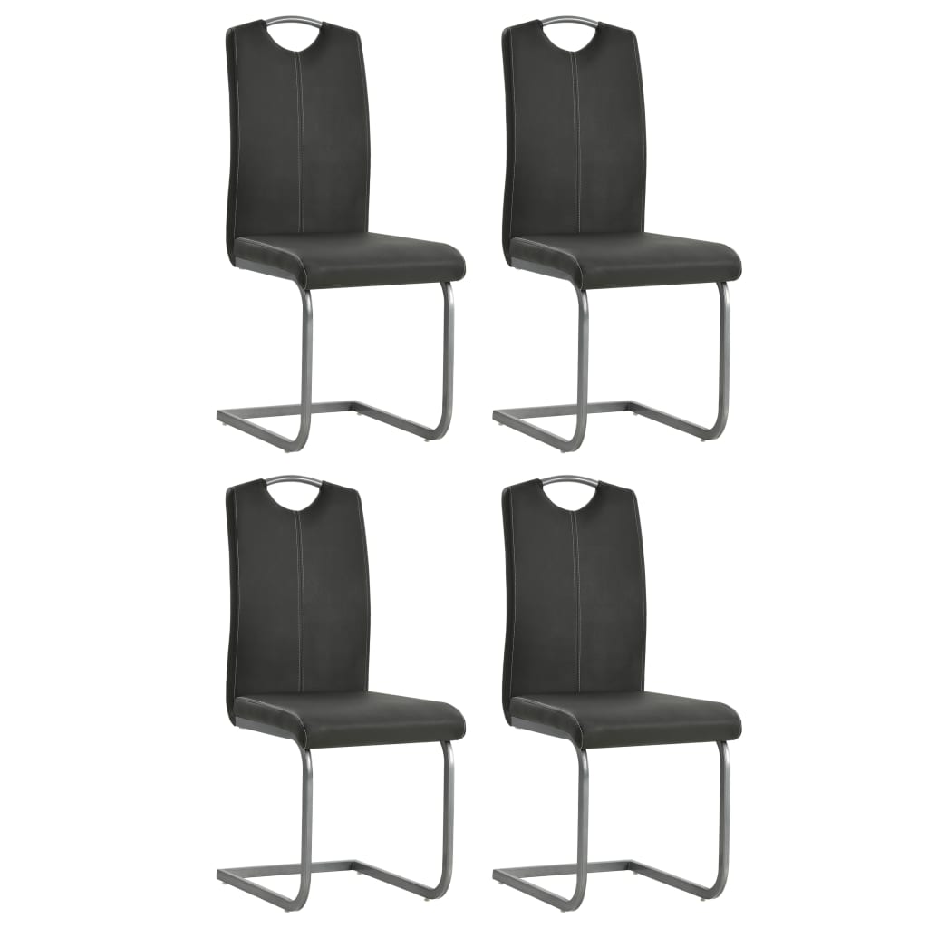 vidaXL Cadeiras de jantar cantilever 4 pcs couro artificial cinzento