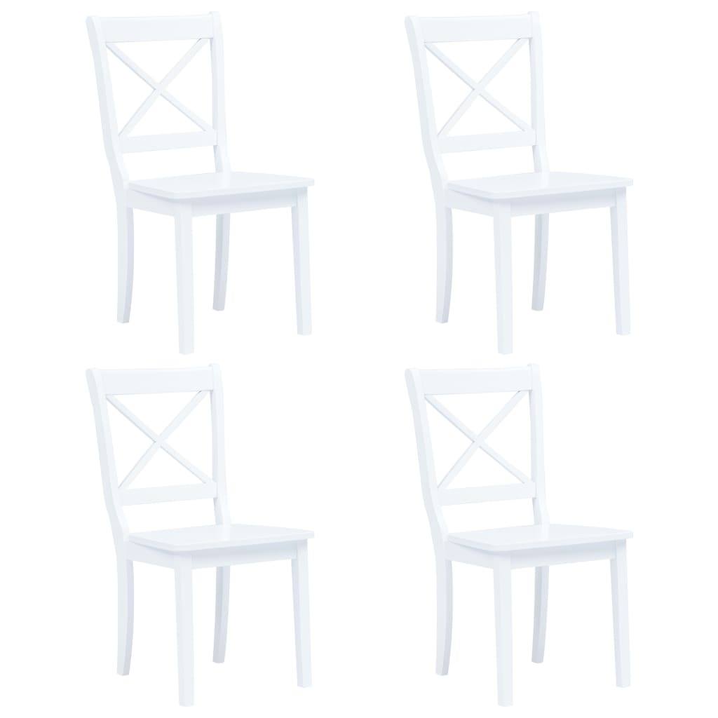 vidaXL Cadeiras de jantar 4 pcs seringueira maciça branco