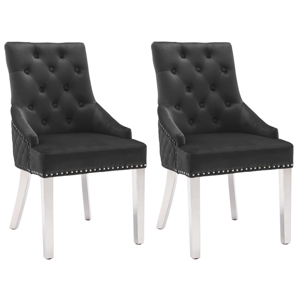 vidaXL Cadeiras de jantar 2 pcs veludo preto