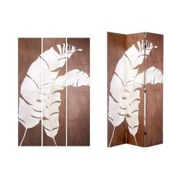 Gift Decor|Biombo Branco Castanho Tela 122 x 2,5 x 180 cm