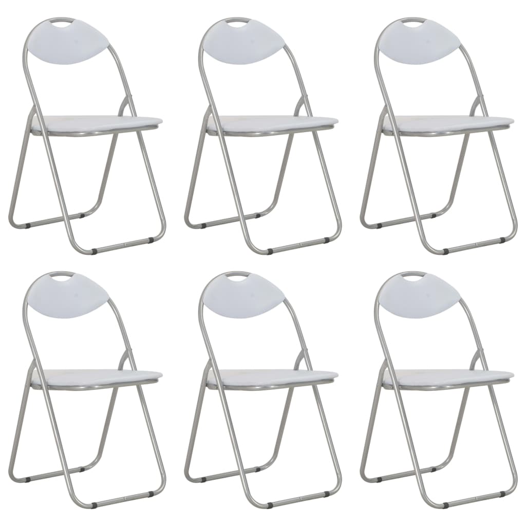 vidaXL Cadeiras de jantar dobráveis 6 pcs couro artificial branco