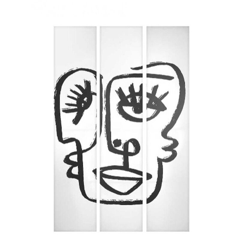 Gift Decor|Biombo Branco Preto Tela 122 x 2,5 x 180 cm Face Gift Decor|Biombo Branco Preto Tela 122 x 2,5 x 180 cm Face
