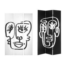 Gift Decor|Biombo Branco Preto Tela 122 x 2,5 x 180 cm Face