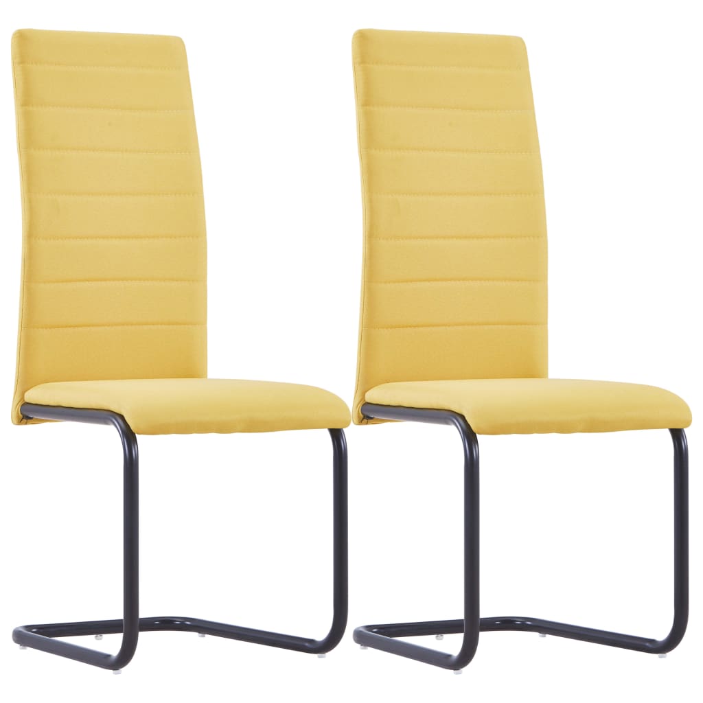 vidaXL Cadeiras de jantar cantilever 2 pcs tecido amarelo