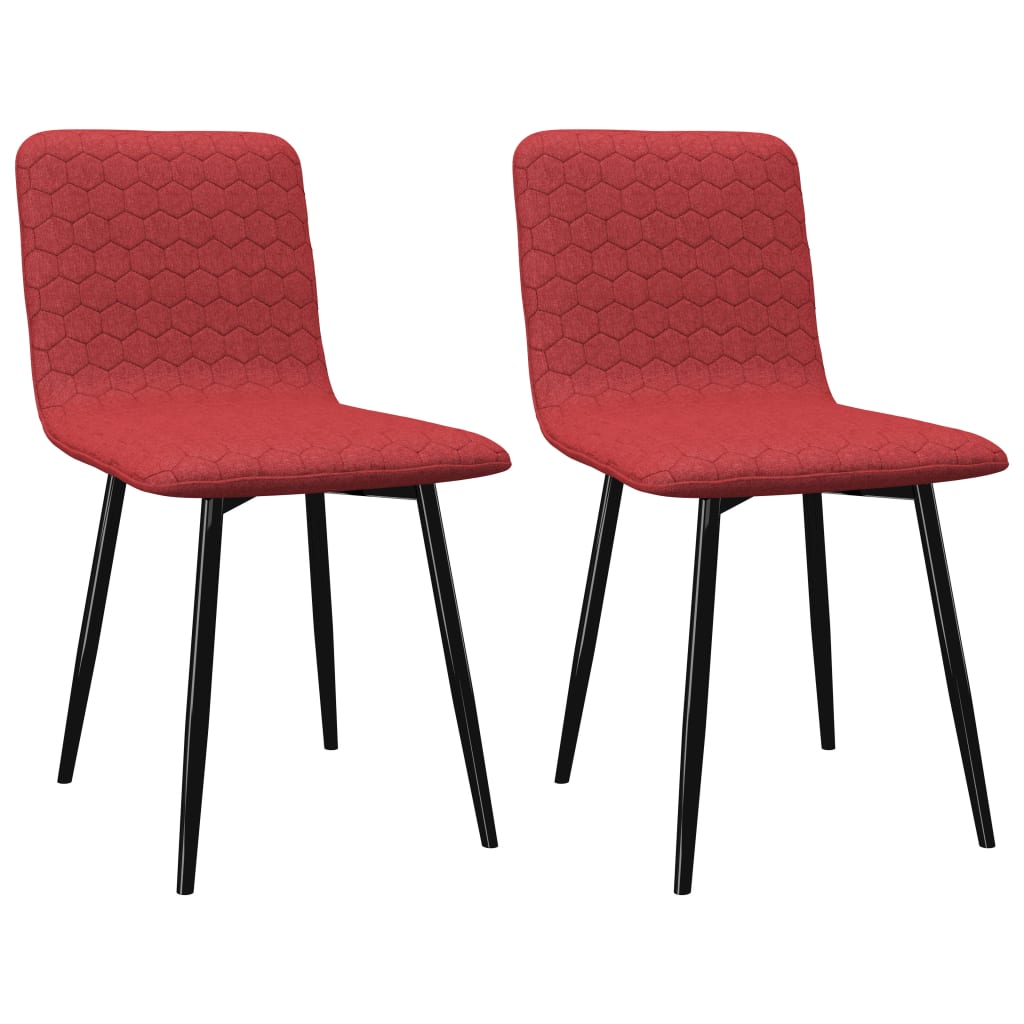 vidaXL Cadeiras de jantar 2 pcs tecido vermelho tinto