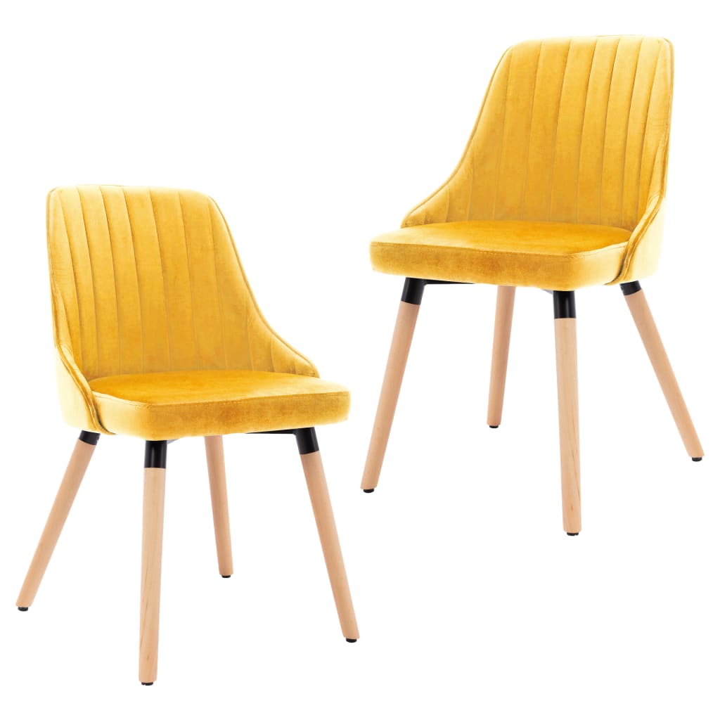 vidaXL Cadeiras de jantar 2 pcs veludo amarelo