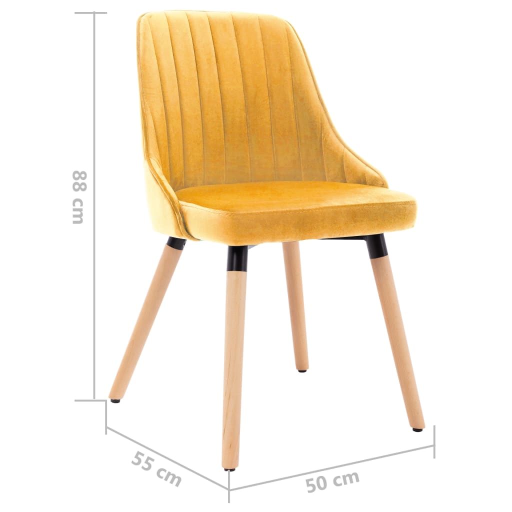 vidaXL Cadeiras de jantar 2 pcs veludo amarelo