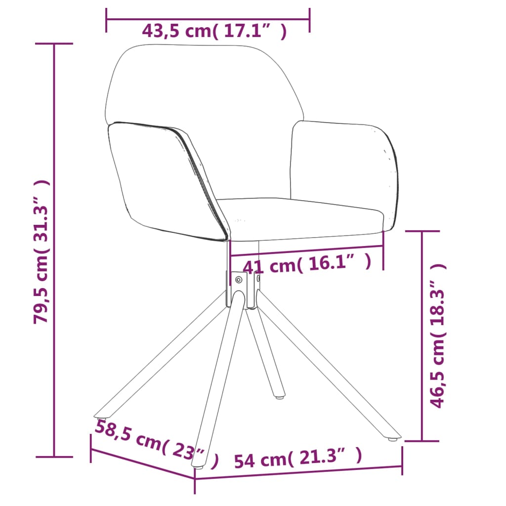 vidaXL Cadeiras de jantar giratórias 2 pcs veludo rosa