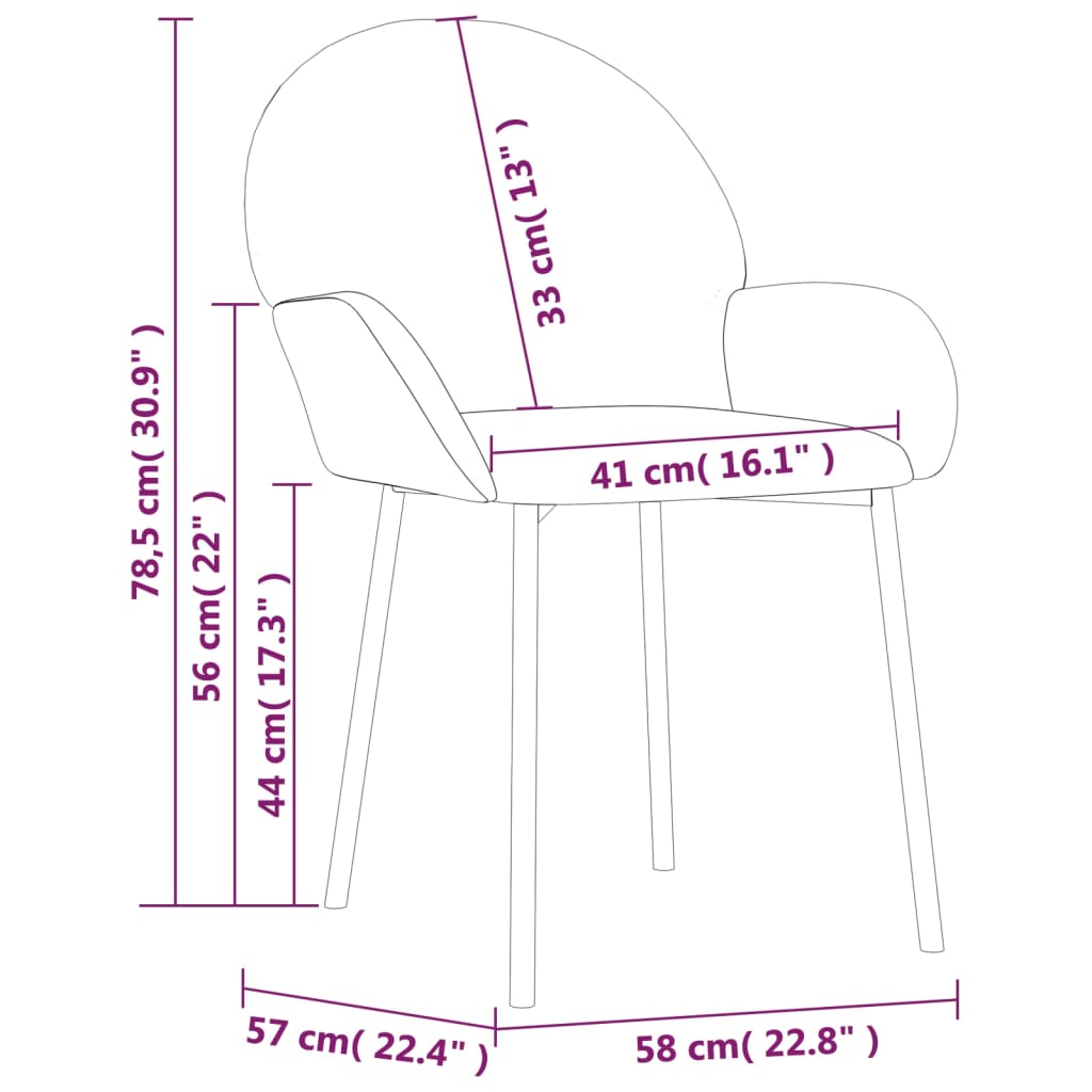 vidaXL Cadeiras de jantar 2 pcs veludo rosa