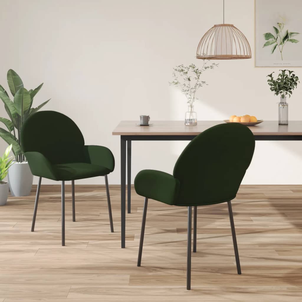 vidaXL Cadeiras de jantar 2 pcs veludo verde-escuro