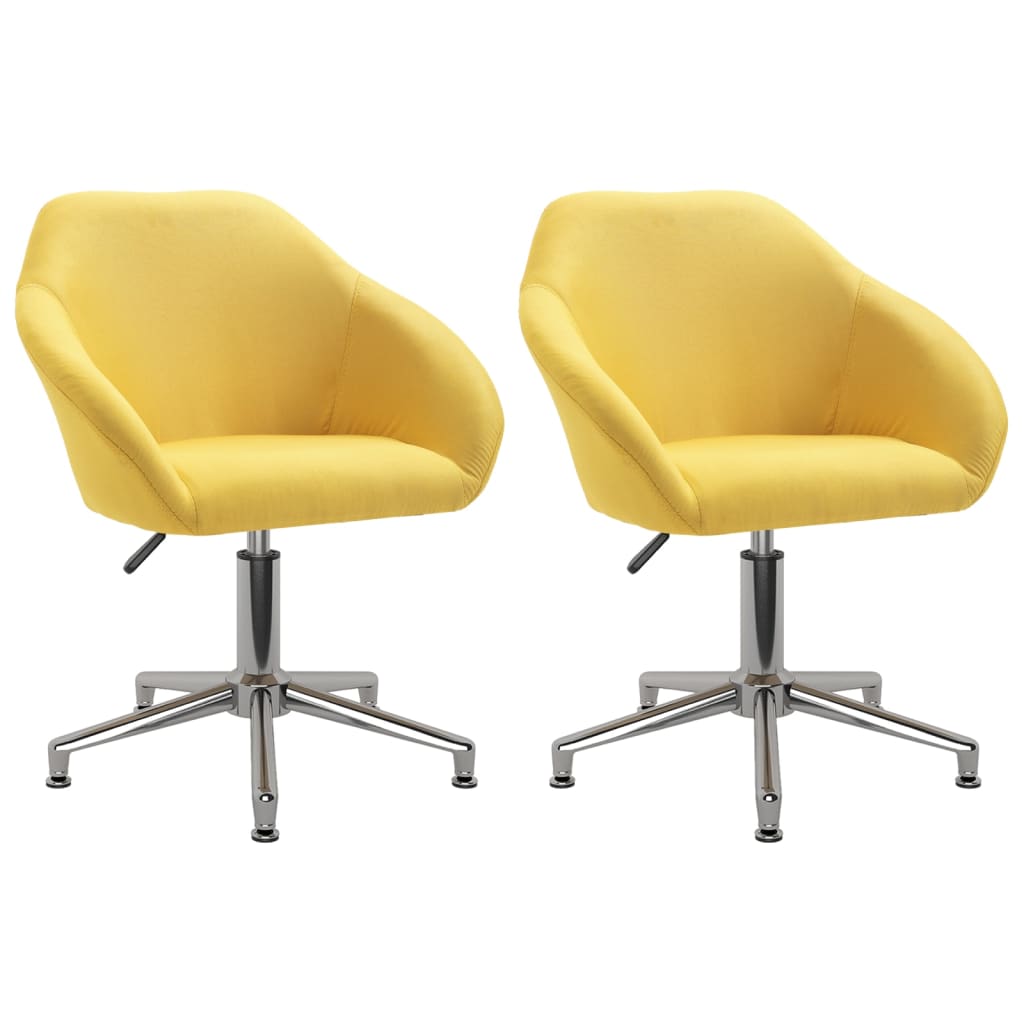 vidaXL Cadeiras de jantar giratórias 2 pcs tecido amarelo