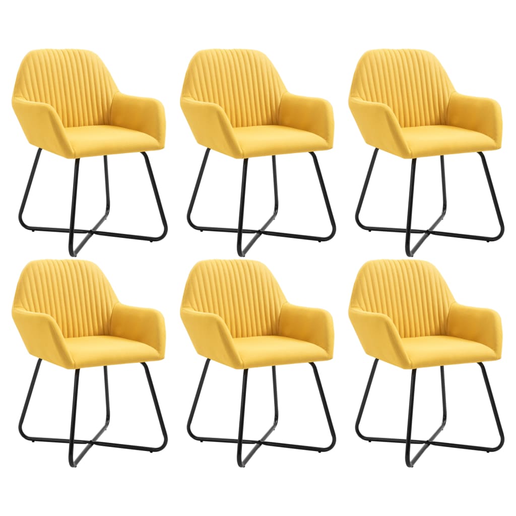 vidaXL Cadeiras de jantar 6 pcs tecido amarelo