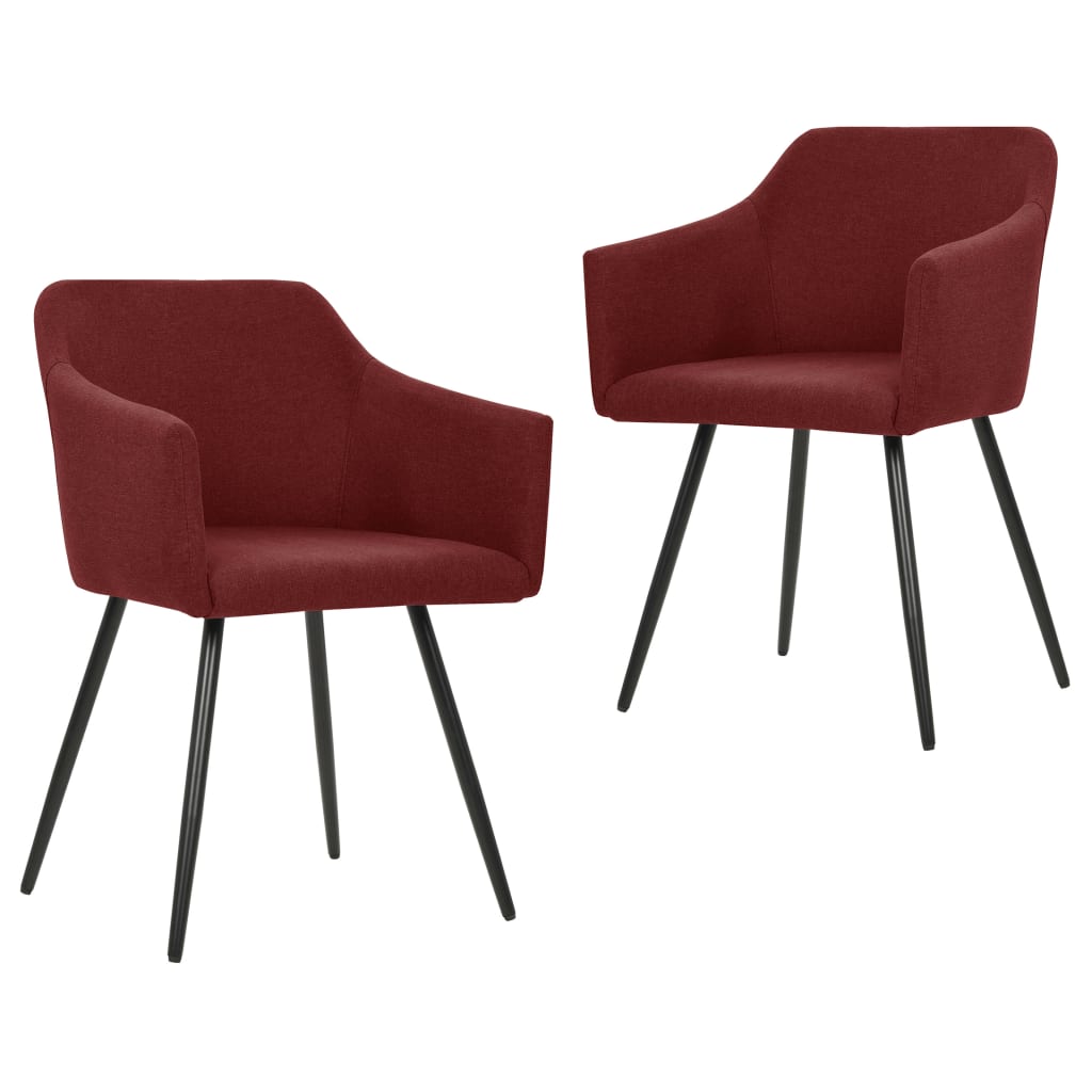 vidaXL Cadeiras de jantar 2 pcs tecido vermelho tinto