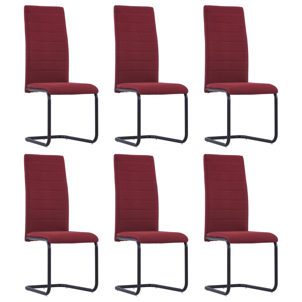 vidaXL Cadeiras de jantar cantilever 6 pcs tecido vermelho tinto