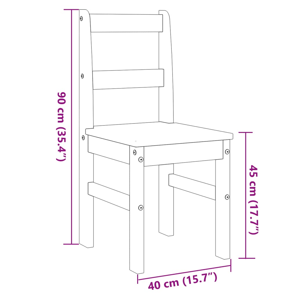 vidaXL Cadeiras de jantar 2 pcs Panama 40x46x90 cm pinho maciço