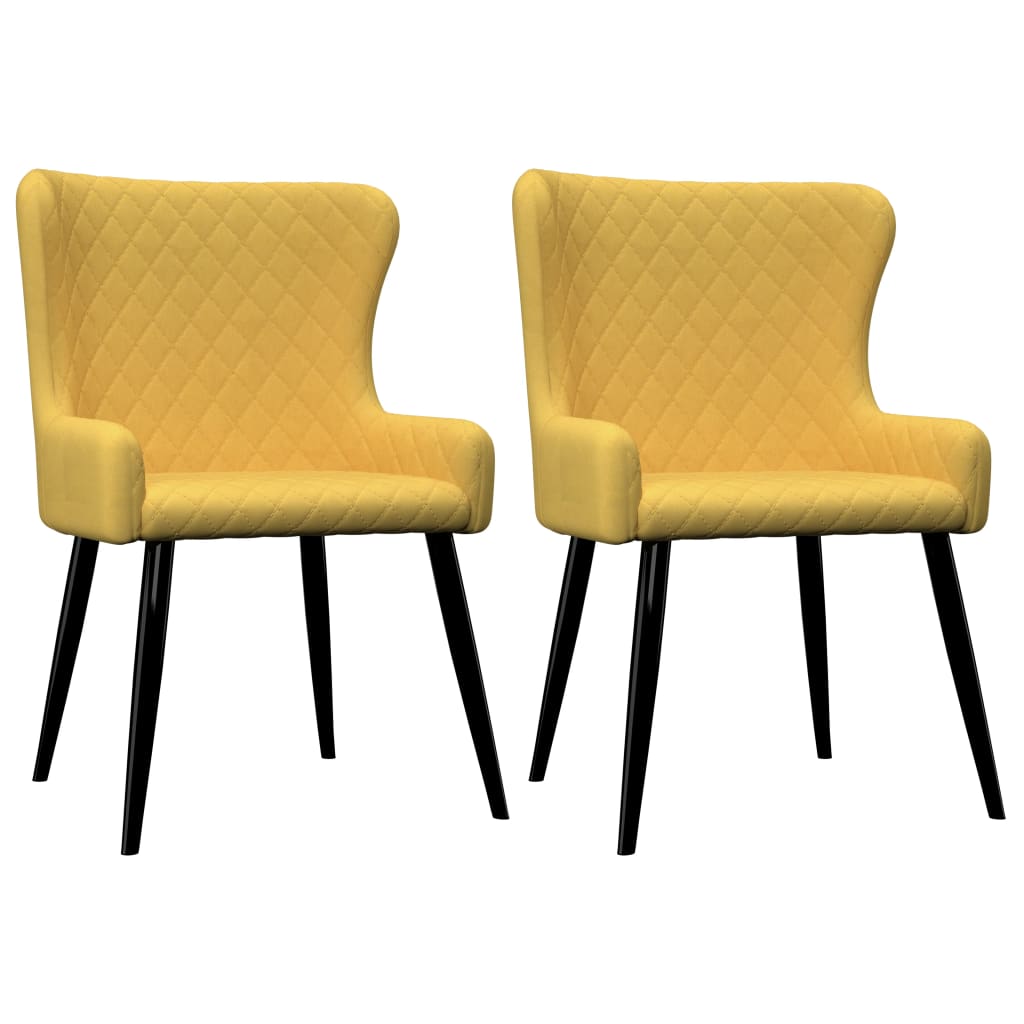 vidaXL Cadeiras de jantar 2 pcs tecido amarelo