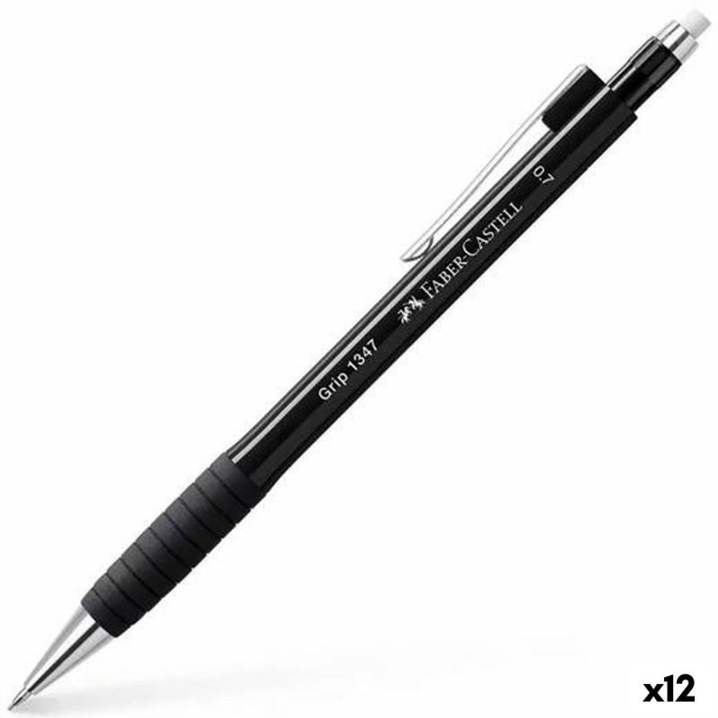 Porta-minas Faber-Castell Grip 1347 Preto 0,7 mm (12 Unidades)