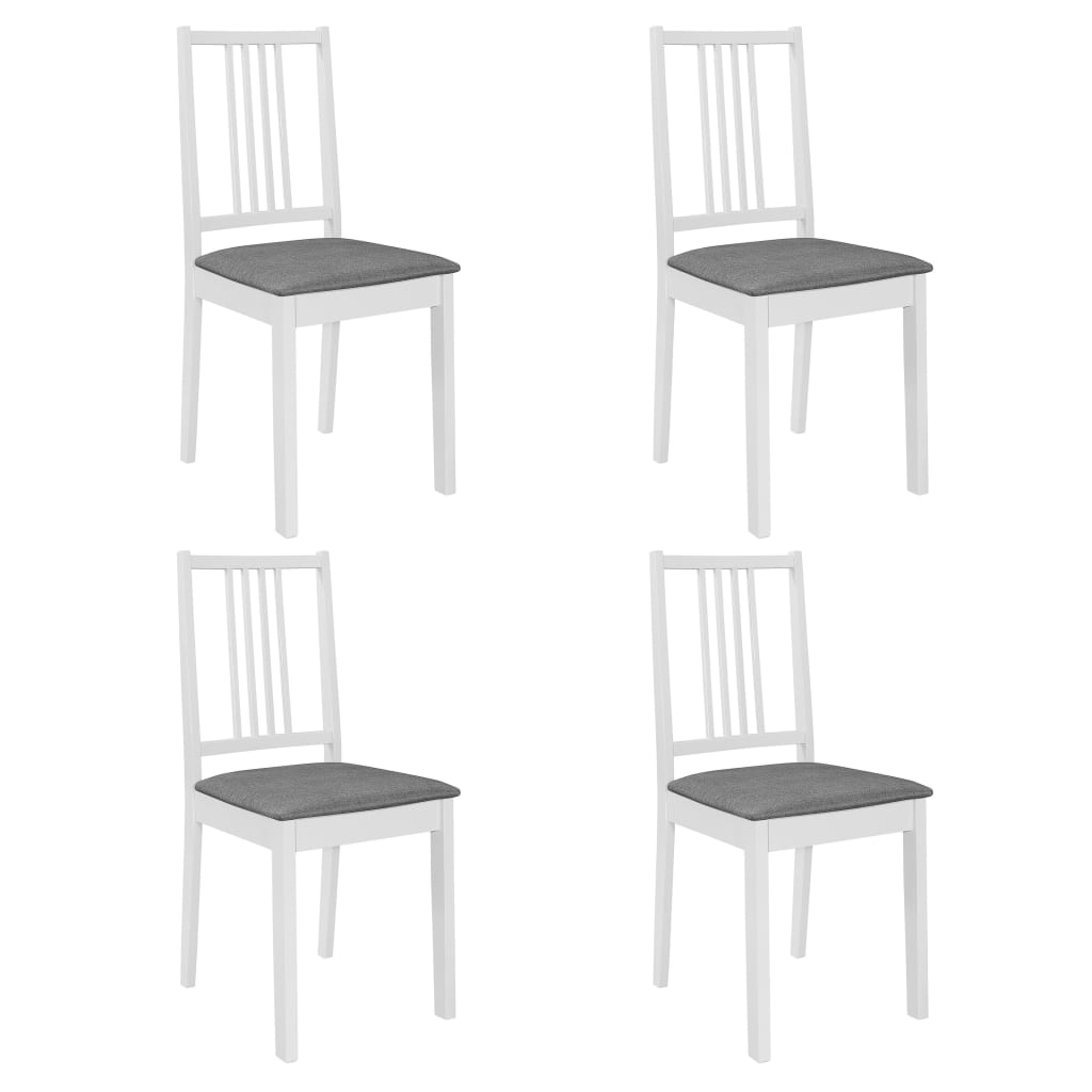 vidaXL Cadeiras de jantar com almofadões 4 pcs madeira maciça branco