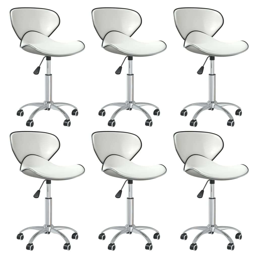 vidaXL Cadeiras de jantar giratórias 6 pcs couro artificial branco