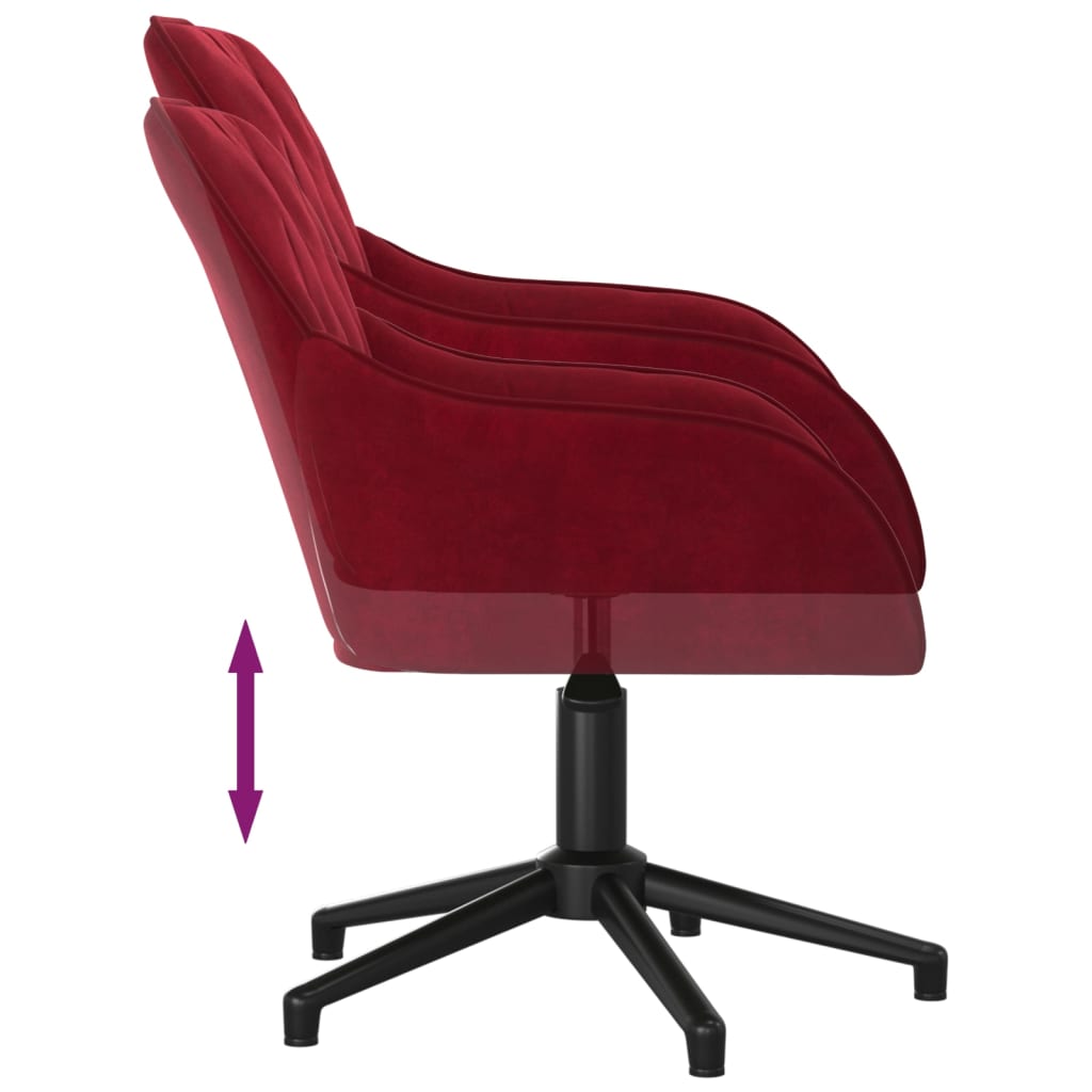 vidaXL Cadeiras de jantar giratórias 2 pcs veludo vermelho tinto