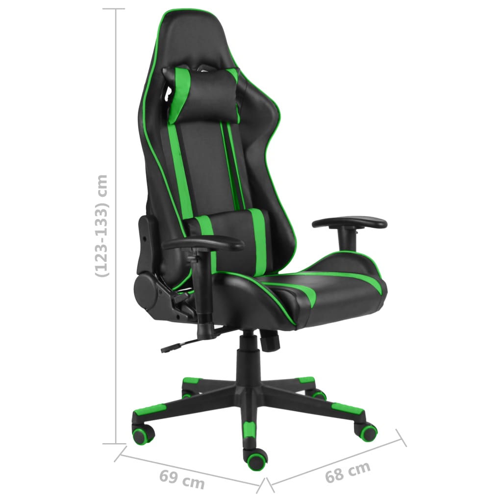 vidaXL Cadeira de gaming giratória PVC verde